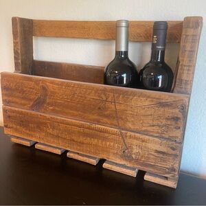 Antique Distressed Wood Wine Rack Holder